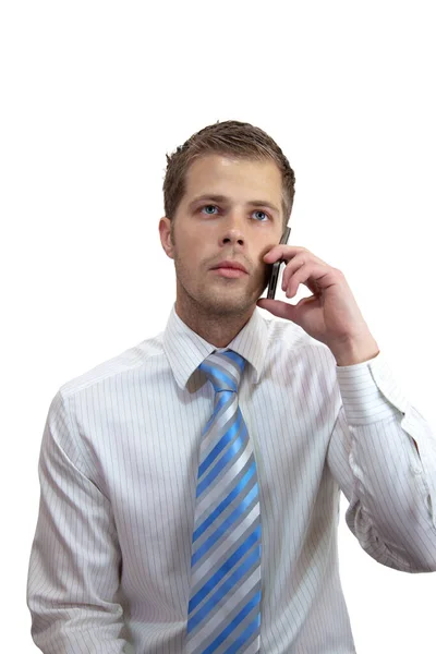 Young Businessman Holding Mobile Phone — Stock Photo, Image