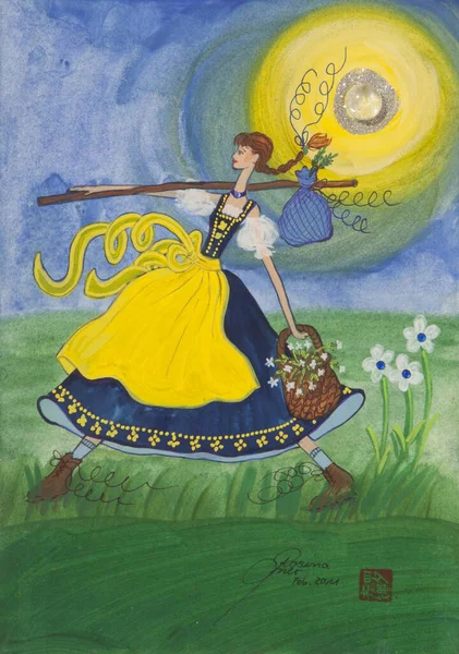 Fantasy Dívka Beaitu Módní Ilustrace — Stock fotografie
