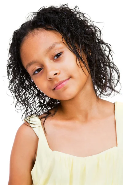 Retrato Uma Menina Posando Isolado Sobre Branco — Fotografia de Stock