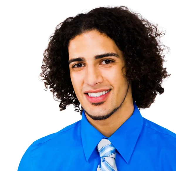 Hombre Negocios Sonriente Posando Aislado Sobre Blanco — Foto de Stock