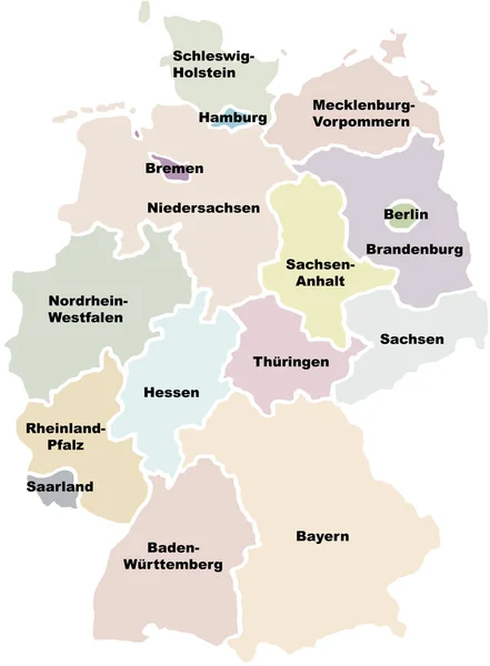 Карта Австрії Регіонами Кордонами — стокове фото