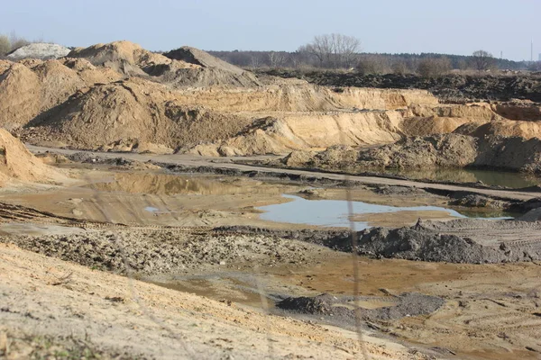 Minería Cielo Abierto Una Grava Pozo Arena — Foto de Stock