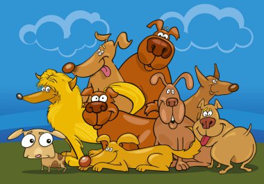 illustration of cartoon dogs group clipart