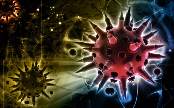 Influenzavírus Digitális Illusztrációja Színes Háttérrel — Stock Fotó
