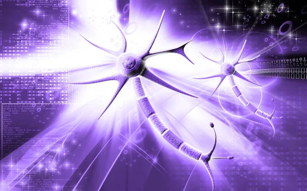 色背景のニューロンのデジタルイラスト — ストック写真