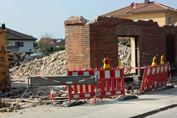 Local Construção Com Tijolo Grande Uma Parede Concreto — Fotografia de Stock