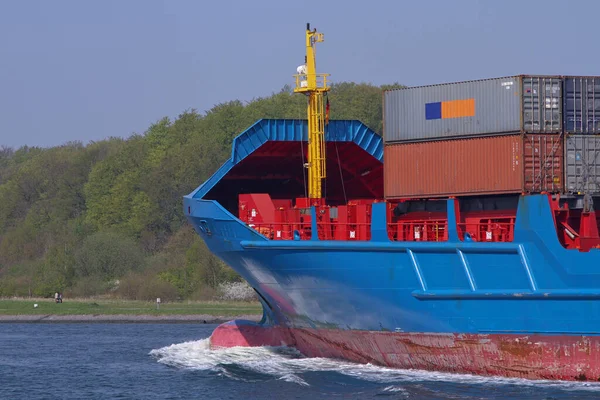 Ship Bow Feeder Containers — стоковое фото