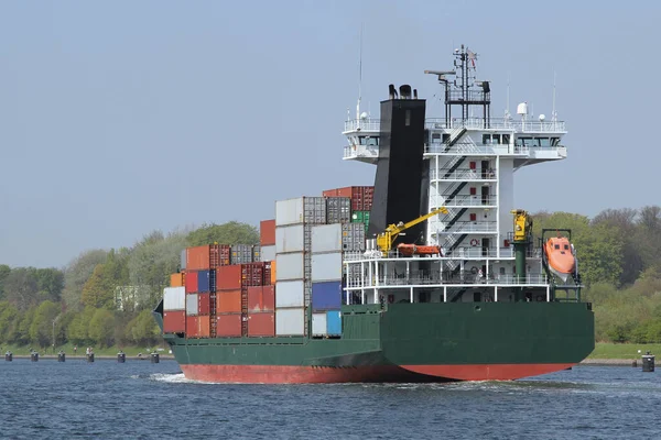 Feeder Schip Met Containers — Stockfoto