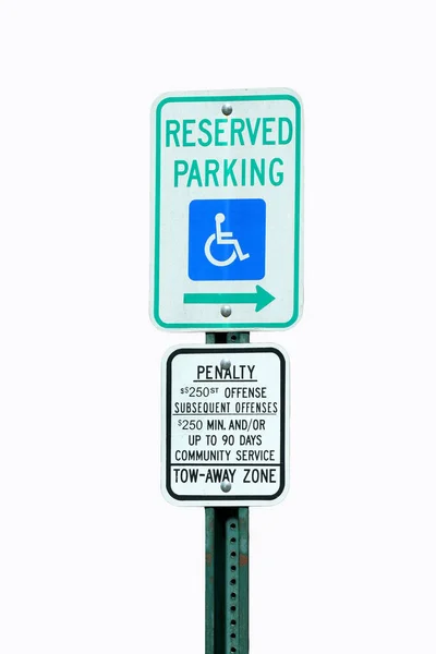 白色上一个孤立的残疾人士泊车标志 — 图库照片