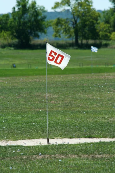 Golf Driving Range Fifty Yard Marker — Stock Photo, Image