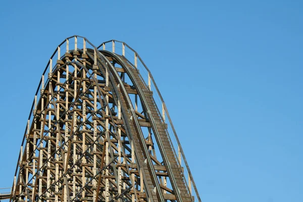 Wooden Roller Coaster Blue Sky — Stock Photo, Image
