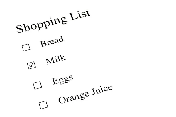 Een Shopping Checklist Papier — Stockfoto