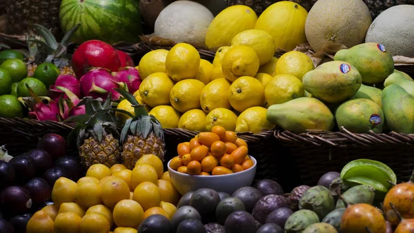 Fruit Different Types Laid Out Sale Market — Stock Photo, Image