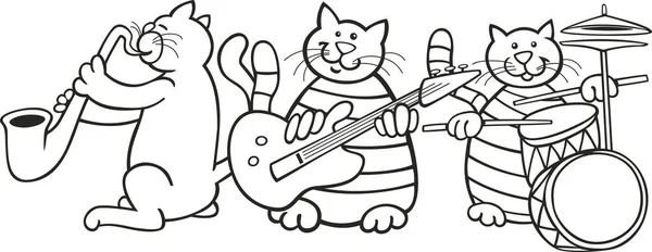 Illustration Der Katzenband Die Musik Für Malbuch Spielt — Stockfoto