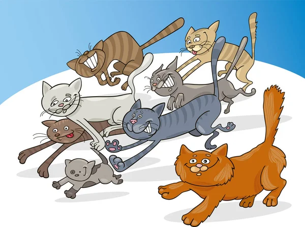 Kediler Çalışan Karikatür Çizimi — Stok fotoğraf