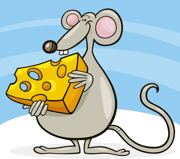Kreslený Obrázek Myši Sýrem — Stock fotografie