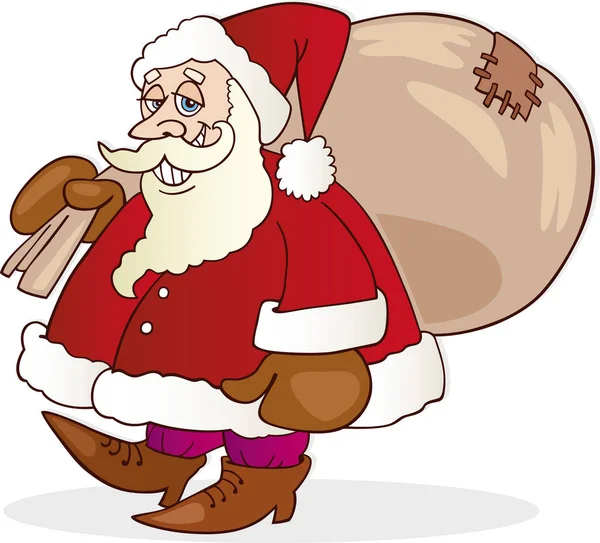 Ilustracja Śmieszne Święty Mikołaj Workiem Prezentów — Zdjęcie stockowe