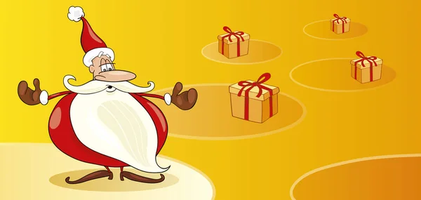 Illustration Lustiger Weihnachtsmänner Mit Geschenken — Stockfoto