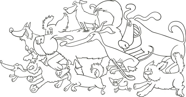 Бігові Собаки Ілюстрація Розмальовки — стокове фото