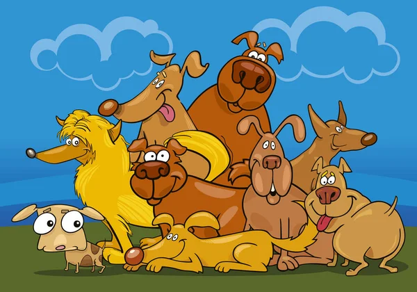 Illustratie Van Cartoon Honden Groep — Stockfoto