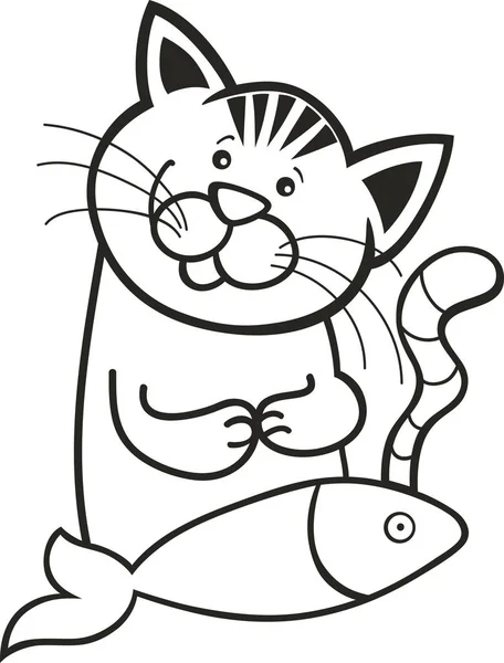 Illustration Happy Cat Fish Coloring Book — Stock Photo, Image