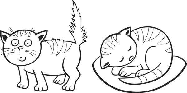 Иллюстрация Cute Little Cats Раскраски Книги — стоковое фото