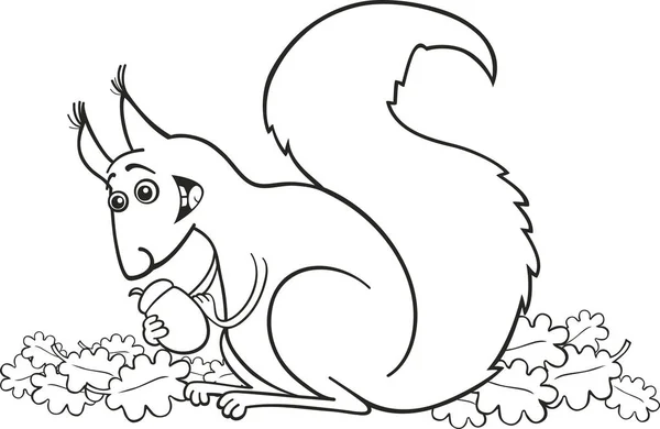Illustration Funny Red Squirrel Nut Coloring Book — Stock Photo, Image