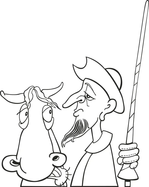 Illustration Von Don Quichote Und Seinem Pferd Für Malbuch — Stockfoto