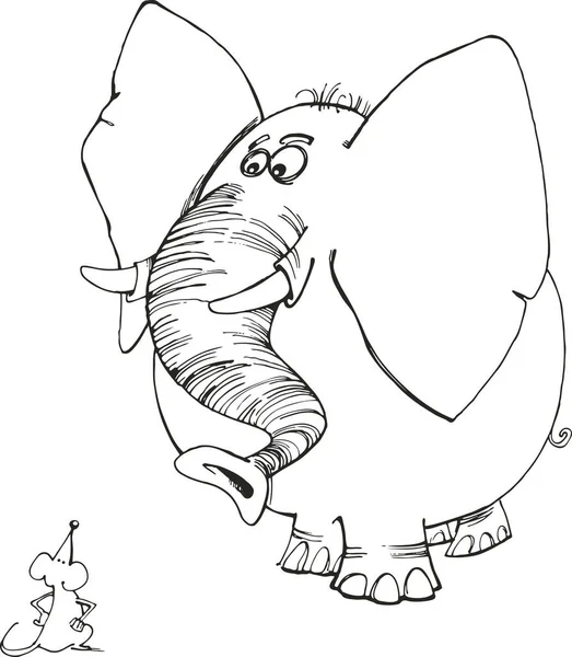 Illustration Elephant Mouse Coloring Book — Stock Photo, Image