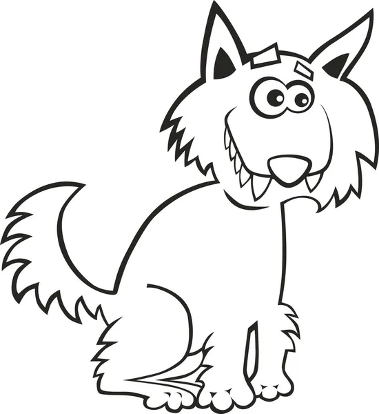 Cartoon Illustration Von Lustigen Wolf Für Malbuch — Stockfoto