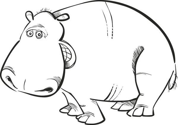 Boyama Kitabı Için Komik Hippopotamus Tasviri — Stok fotoğraf