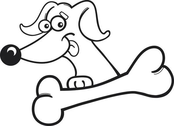 Ilustração Dog Com Osso Para Colorir Livro — Fotografia de Stock