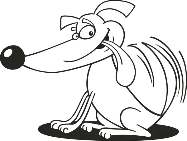 Иллюстрация Собаки Виляющей Хвостом Раскраски Книги — стоковое фото
