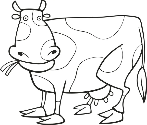 Ilustración Vaca Divertida Para Colorear Libro —  Fotos de Stock