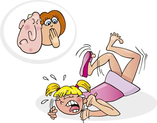 Cartoon Illustration Naughty Girl Her Parrents — Stock Photo, Image