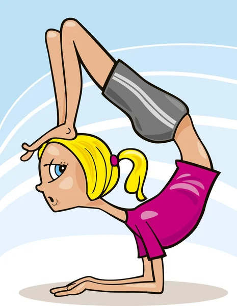 Απεικόνιση Του Κοριτσιού Εξάσκηση Δύσκολες Ασκήσεις Γιόγκα — Φωτογραφία Αρχείου