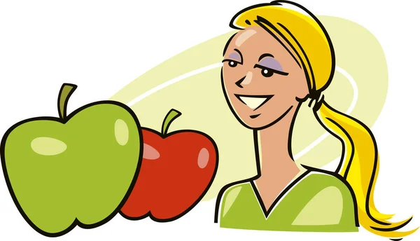 Illustration Woman Apples — Stockfoto