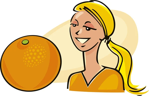 オレンジフルーツの女性のイラスト — ストック写真