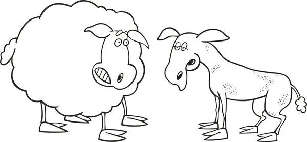 Illustration Frightened Sheep Shaved One Coloring Book — Stock Photo, Image