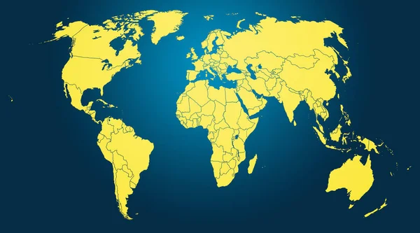 Mapa Świata Czarnym Tle — Zdjęcie stockowe