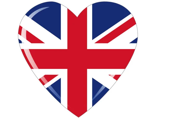 Vector Illustration Heart Shape British Flag — Stock Photo, Image