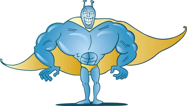 Cartoon Illustration Funny Blue Superhero — Stock Photo, Image