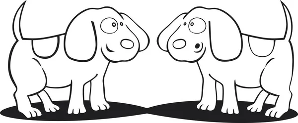 Ilustración Lindos Cachorros Para Colorear Libro —  Fotos de Stock