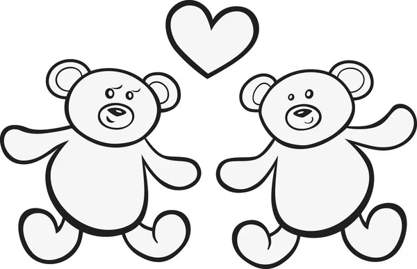 Illustration Teddy Bears Love Coloring Book — Stock Photo, Image