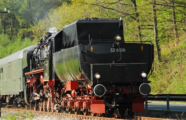 Velha Locomotiva Floresta — Fotografia de Stock