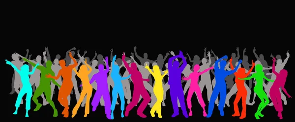 Silhuetas Coloridas Pessoas Que Dançam — Fotografia de Stock