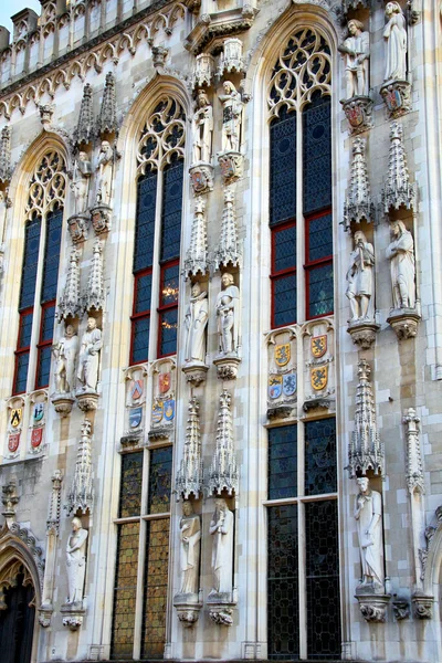 Detail Gevel Brugge Gemeentehuis — Stockfoto