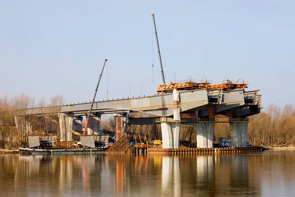 Baustelle Der Nordbrücke Warschau Polen Die Brücke Wird Aus Drei — Stockfoto