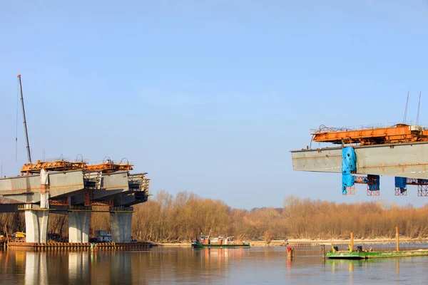 Construction Site North Bridge Warsaw Poland Bridge Consist Three Parallel — Stock Photo, Image