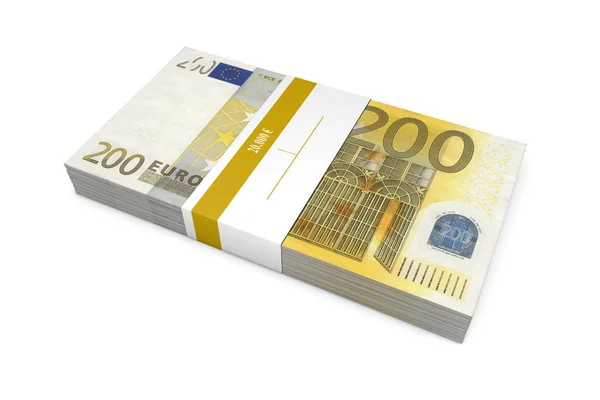 Ein Päckchen 200 Euro Scheine Mit Banknotenverpackung 000 Euro — Stockfoto